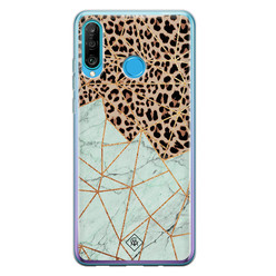 Casimoda Huawei P30 Lite siliconen hoesje - Luipaard marmer mint