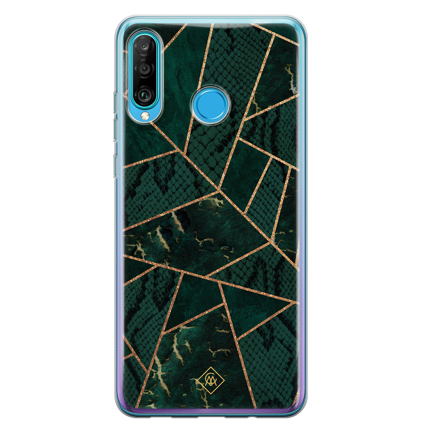 Huawei P30 Lite siliconen hoesje Abstract groen