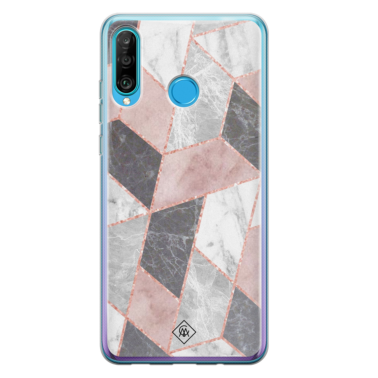 Huawei P30 Lite siliconen telefoonhoesje Stone grid