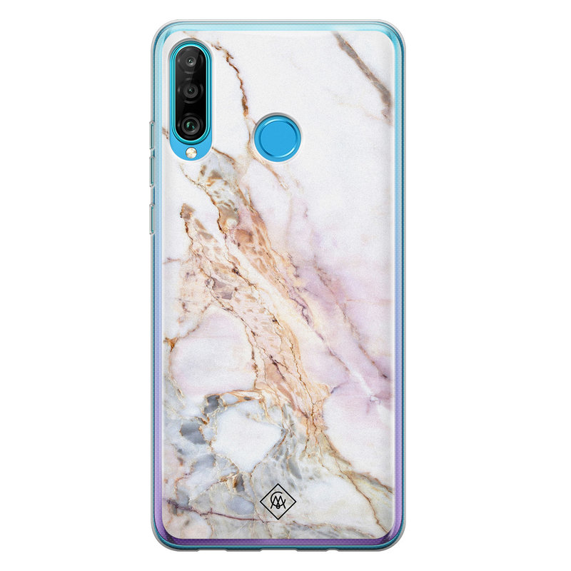 Casimoda Huawei P30 Lite siliconen telefoonhoesje - Parelmoer marmer