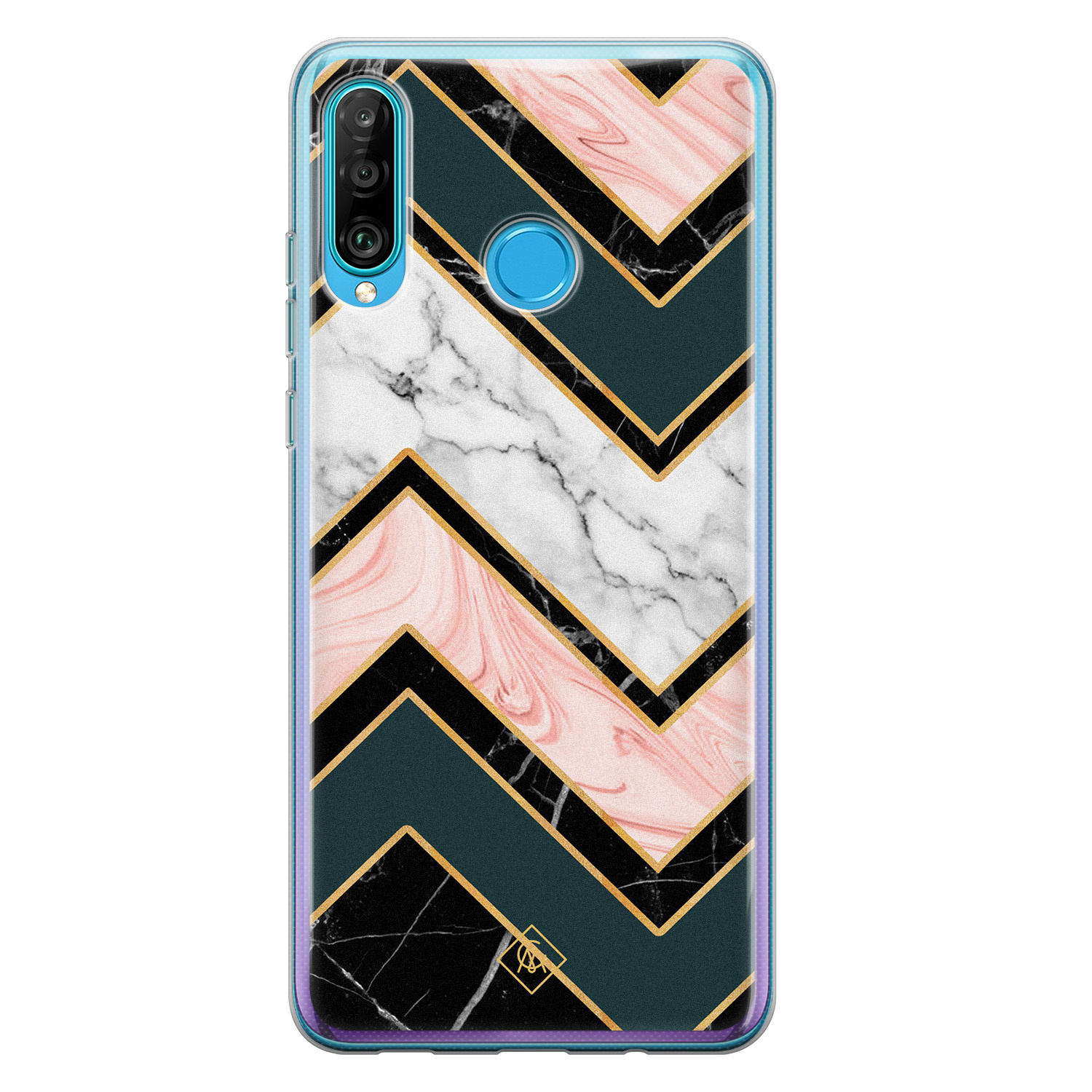 Huawei P30 Lite siliconen hoesje Marmer triangles