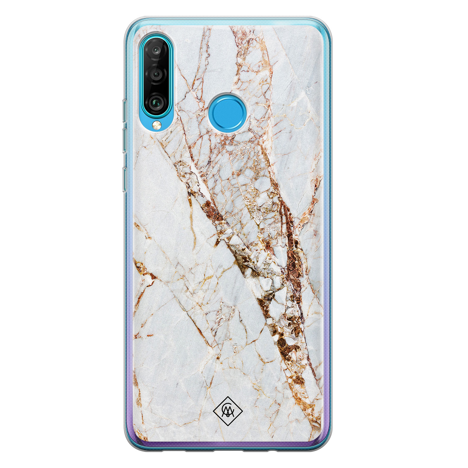 Huawei P30 Lite siliconen hoesje Marmer goud