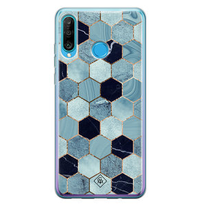 Casimoda Huawei P30 Lite siliconen hoesje - Blue cubes