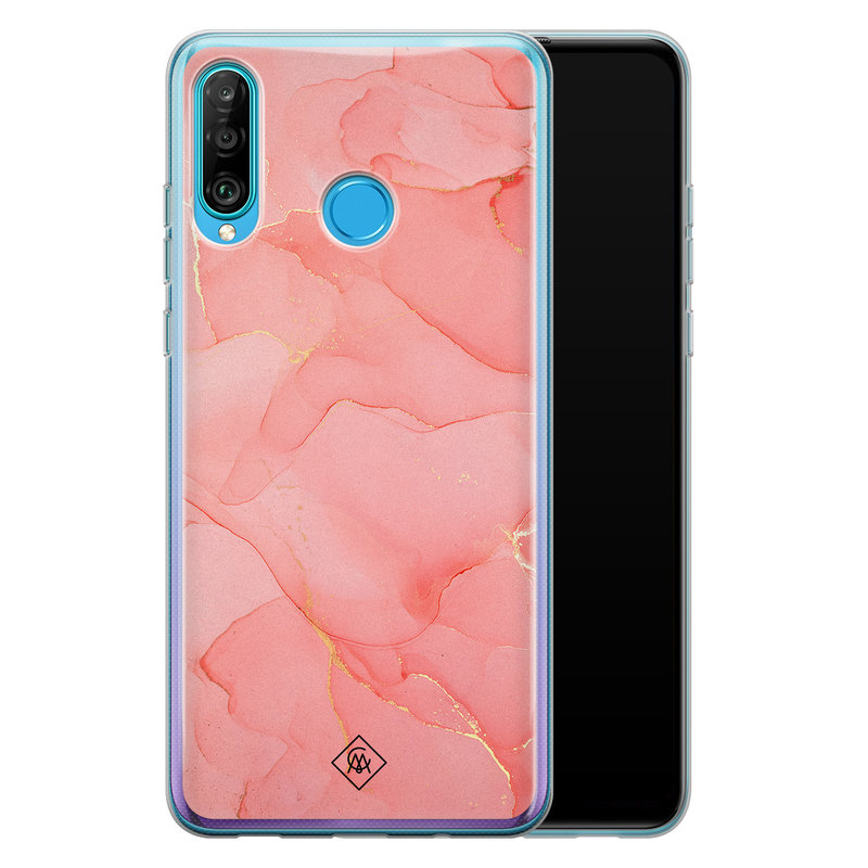 Casimoda Huawei P30 Lite siliconen hoesje - Marmer roze