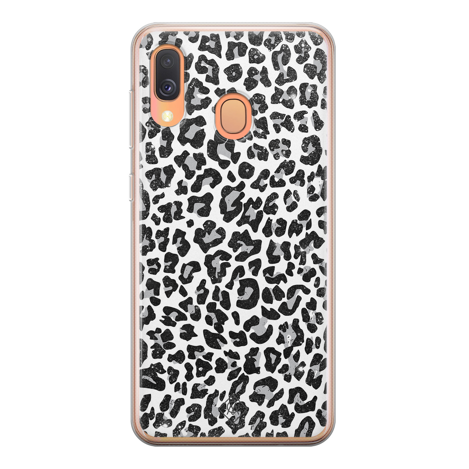 Samsung Galaxy A40 siliconen telefoonhoesje Luipaard grijs