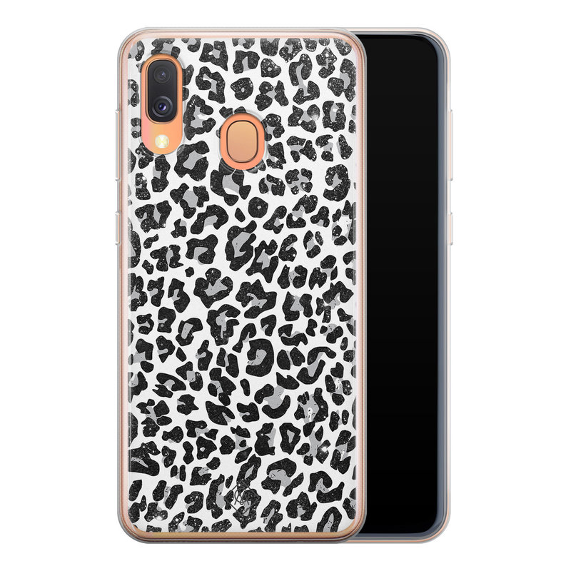 Casimoda Samsung Galaxy A40 siliconen telefoonhoesje - Luipaard grijs