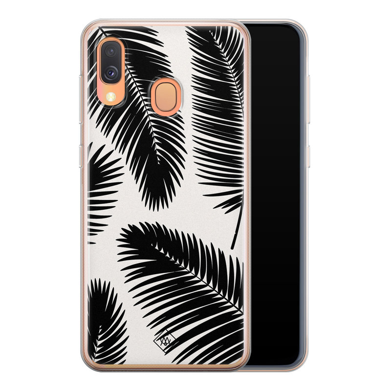 Casimoda Samsung Galaxy A40 siliconen telefoonhoesje - Palm leaves silhouette