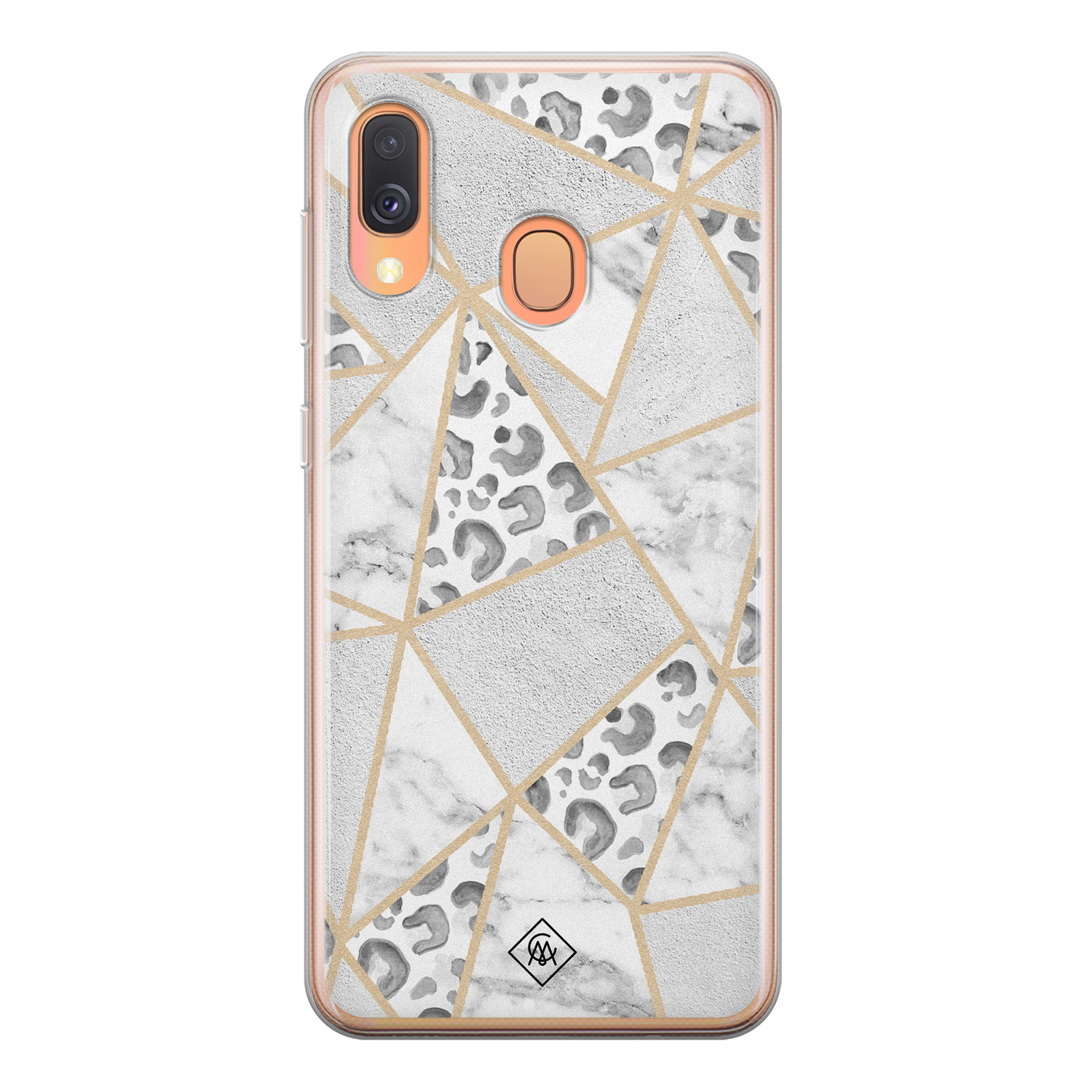 Samsung Galaxy A40 siliconen telefoonhoesje Stone leopard print