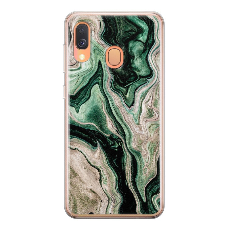 Casimoda Samsung Galaxy A40 siliconen hoesje - Green waves