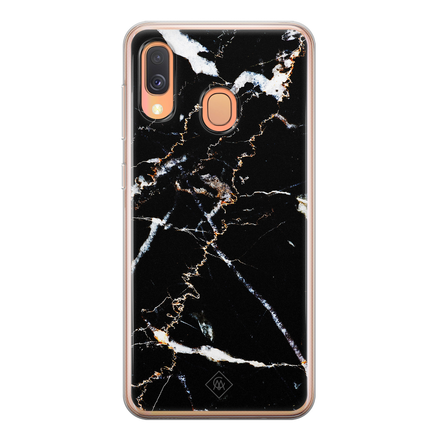Samsung Galaxy A40 siliconen hoesje Marmer zwart