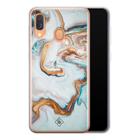 Casimoda Samsung Galaxy A40 siliconen hoesje - Marmer blauw goud