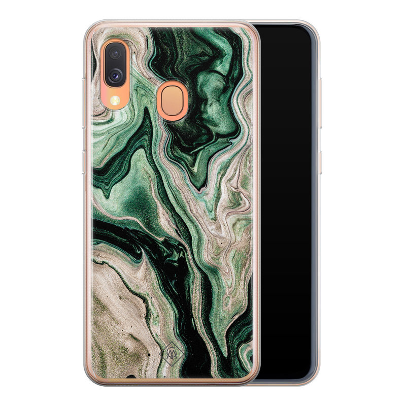 Casimoda Samsung Galaxy A40 siliconen hoesje - Green waves