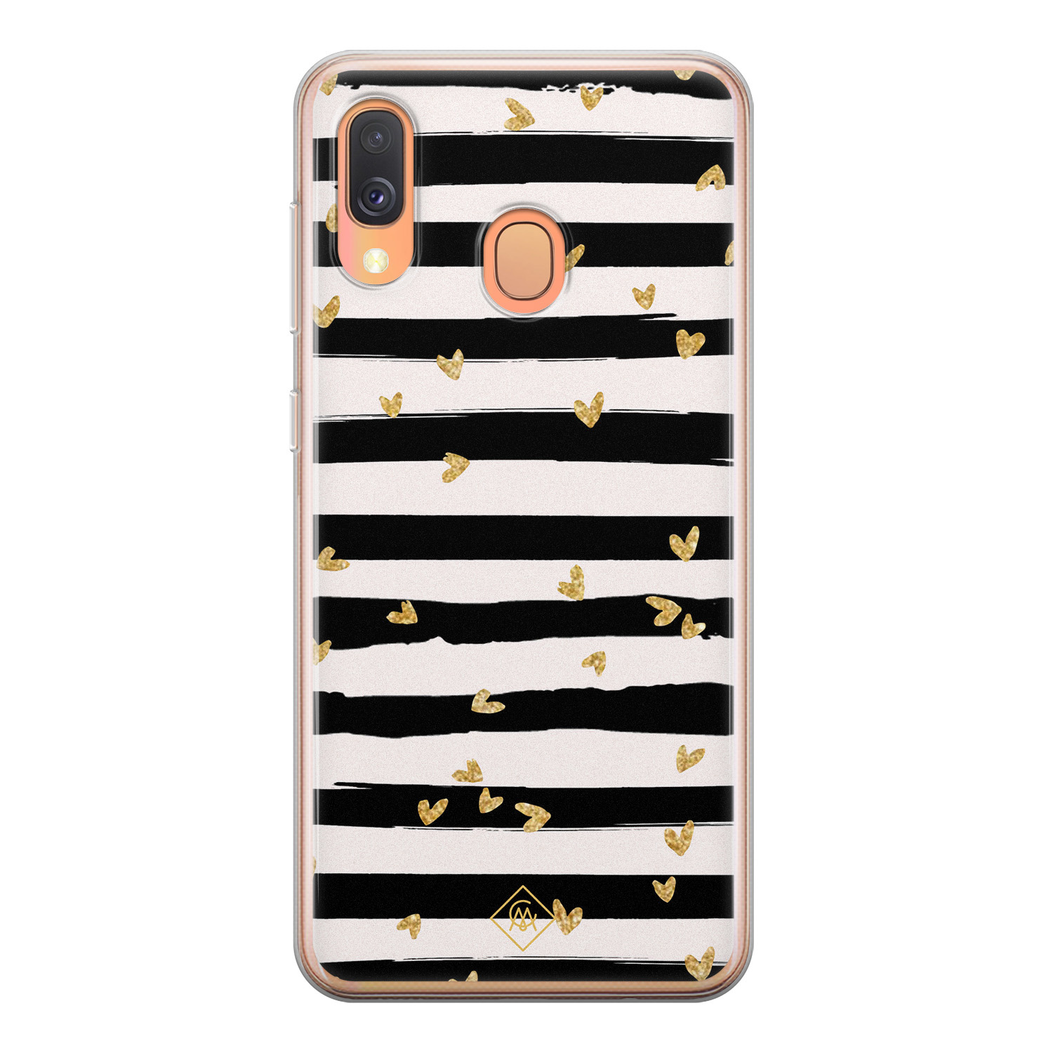 Samsung Galaxy A40 siliconen telefoonhoesje Hart streepjes