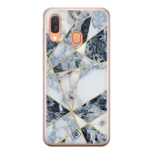 Casimoda Samsung Galaxy A40 siliconen hoesje - Marmer blauw