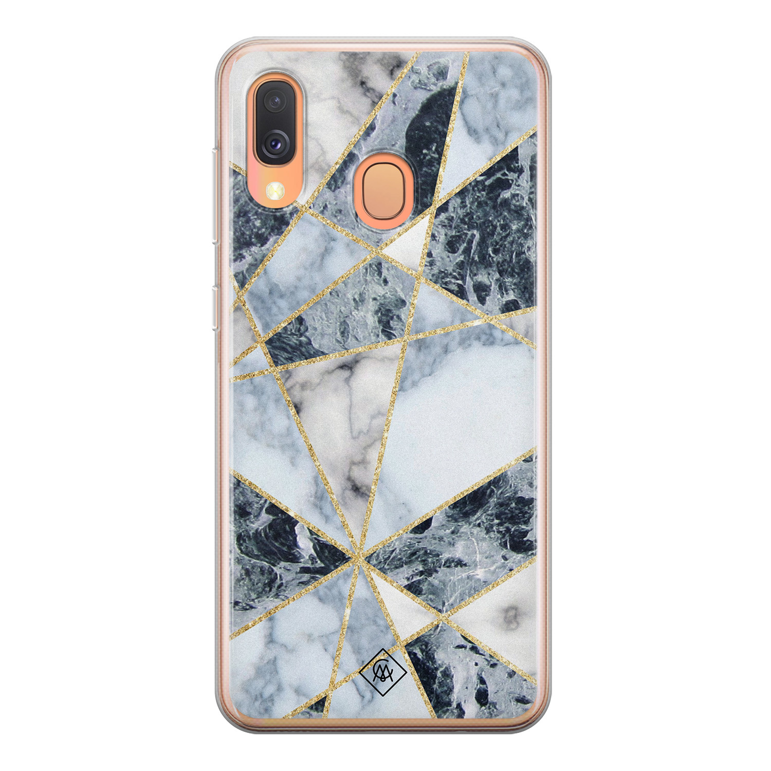 Samsung Galaxy A40 siliconen hoesje Marmer blauw