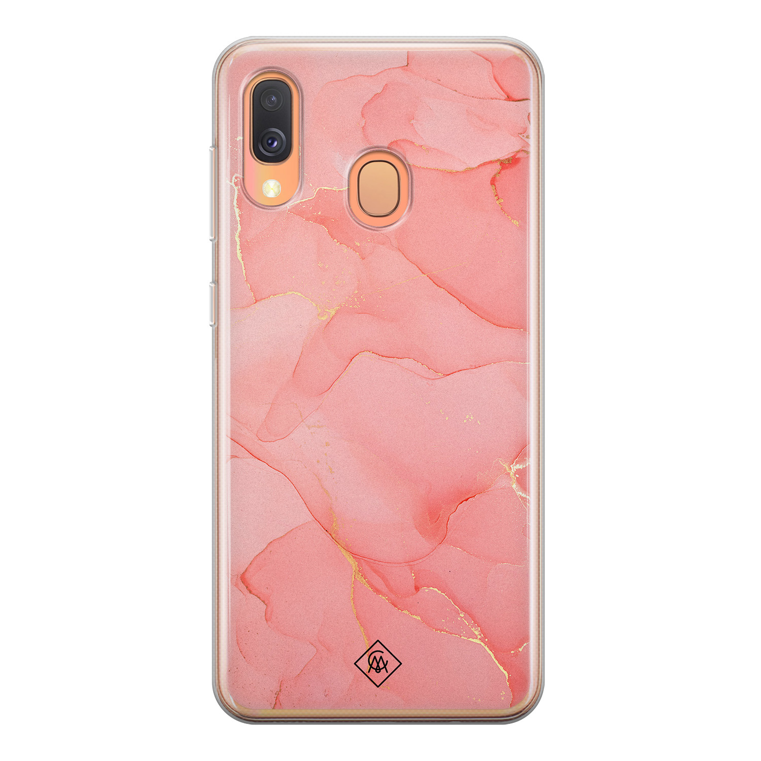 Samsung Galaxy A40 siliconen hoesje Marmer roze