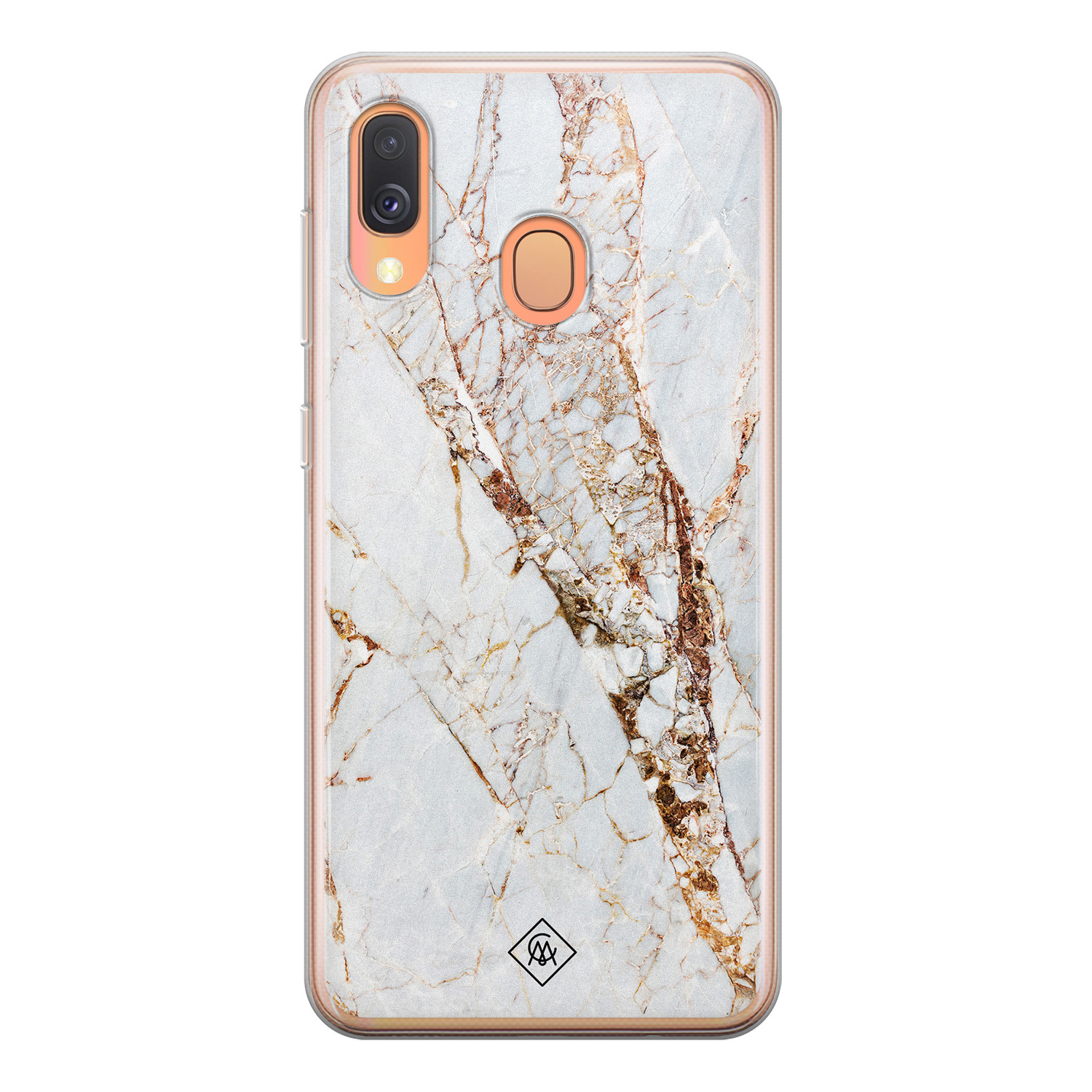 Samsung Galaxy A40 siliconen hoesje Marmer goud