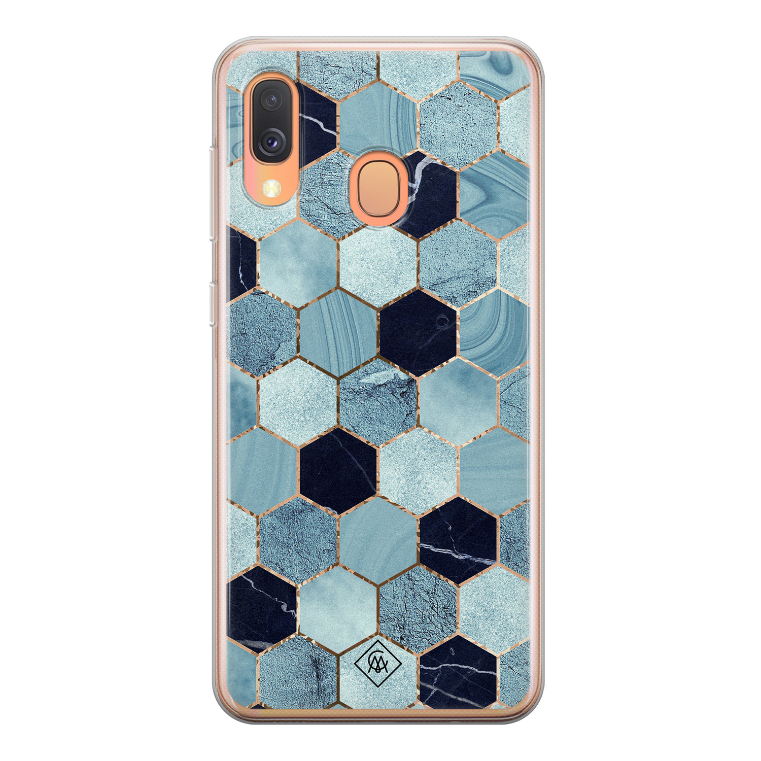Samsung Galaxy A40 siliconen hoesje Blue cubes