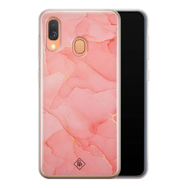 Casimoda Samsung Galaxy A40 siliconen hoesje - Marmer roze