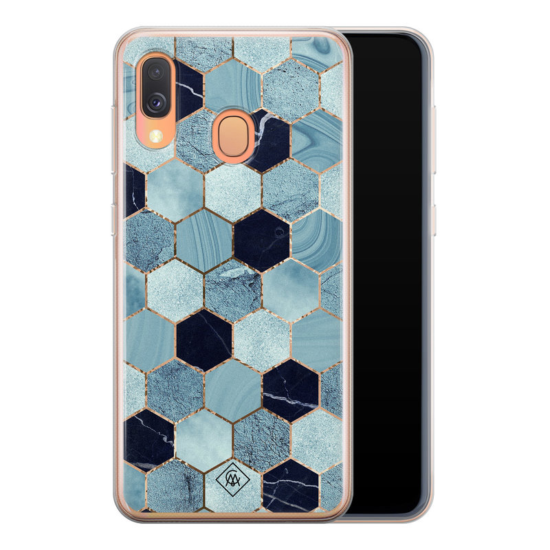 Casimoda Samsung Galaxy A40 siliconen hoesje - Blue cubes