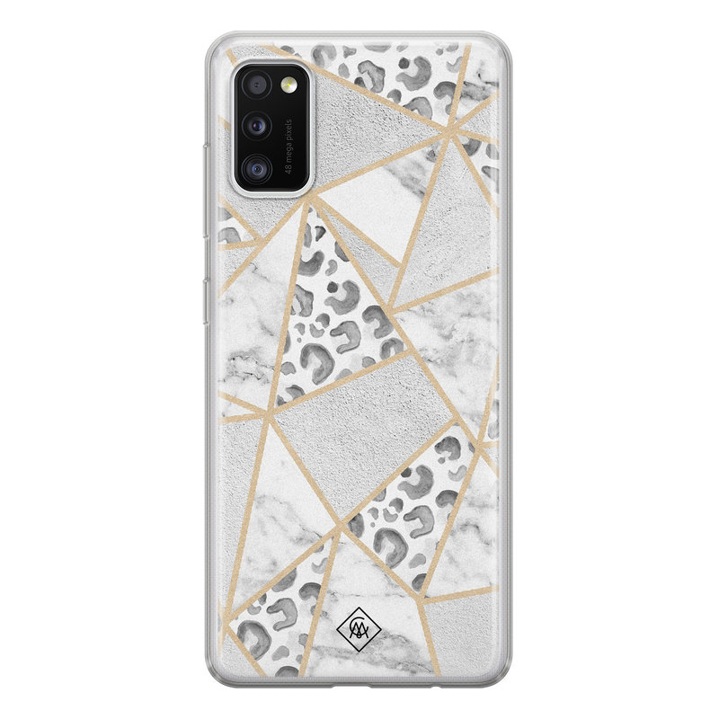 Casimoda Samsung Galaxy A41 siliconen telefoonhoesje - Stone & leopard print