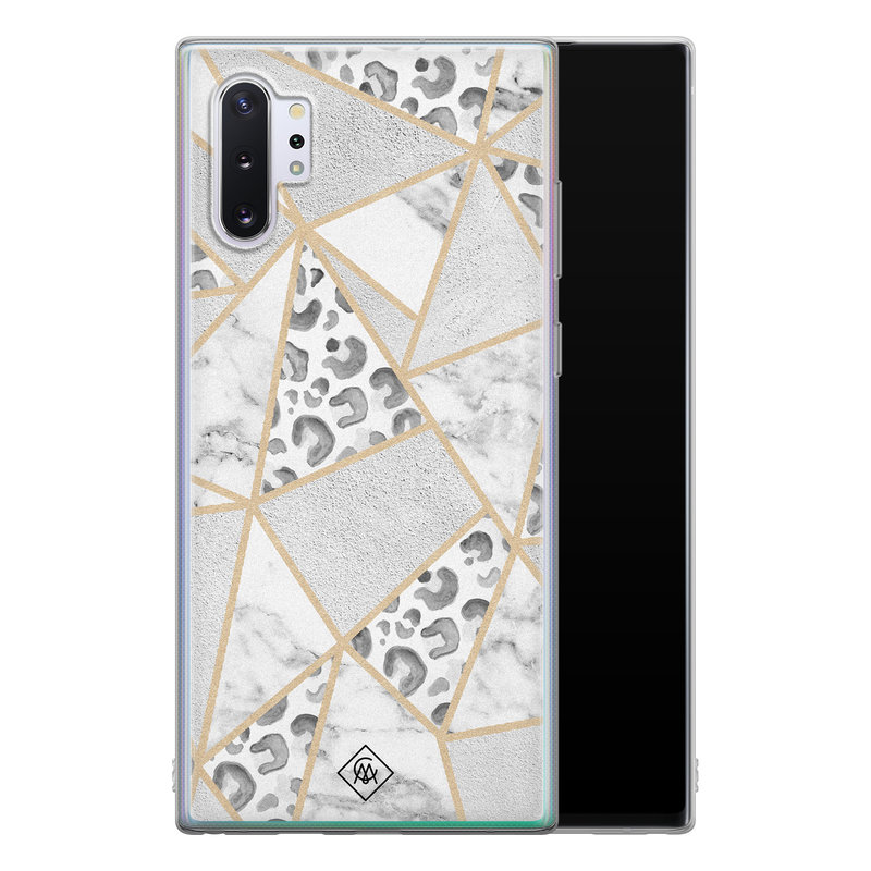 Casimoda Samsung Galaxy Note 10 Plus siliconen telefoonhoesje - Stone & leopard print