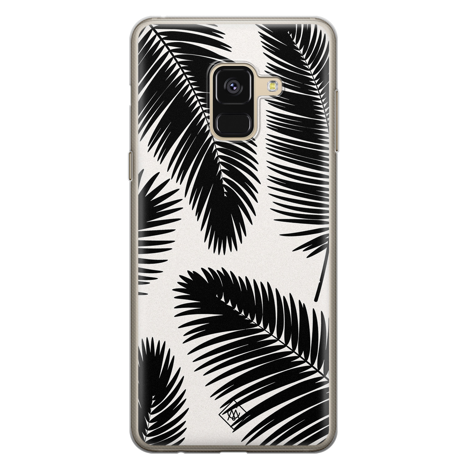 Samsung Galaxy A8 (2018) siliconen telefoonhoesje - Palm leaves silhouette
