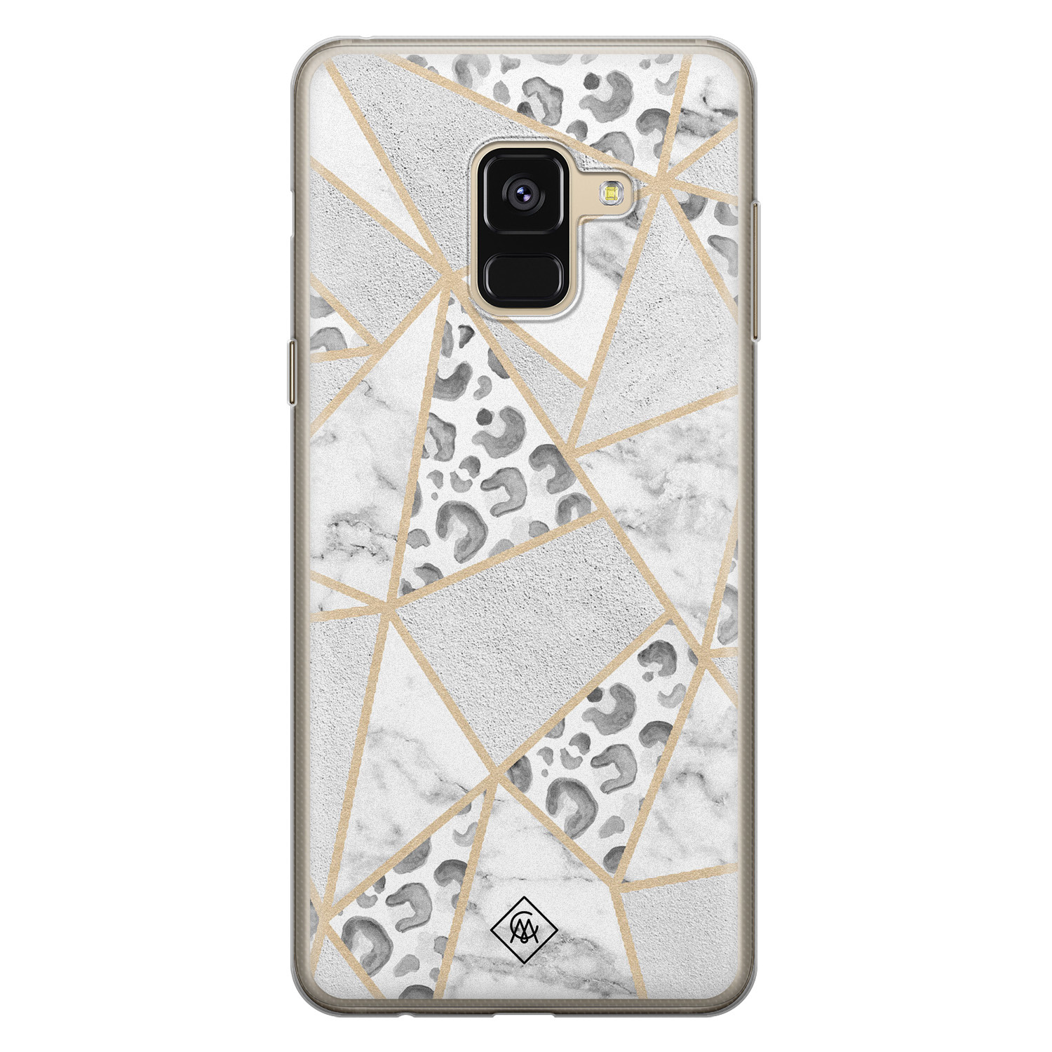 Samsung Galaxy A8 (2018) siliconen telefoonhoesje - Stone & leopard print