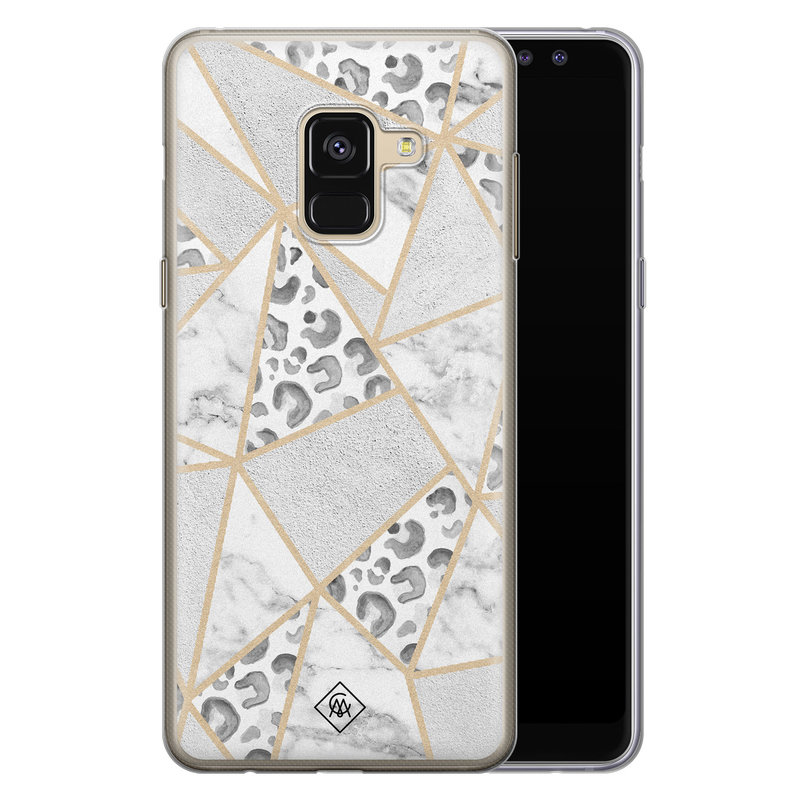 Casimoda Samsung Galaxy A8 (2018) siliconen telefoonhoesje - Stone & leopard print