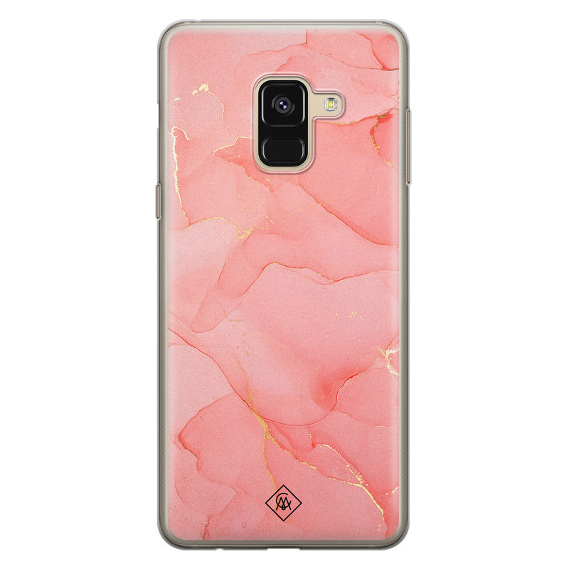 Casimoda Samsung Galaxy A8 (2018) siliconen hoesje - Marmer roze