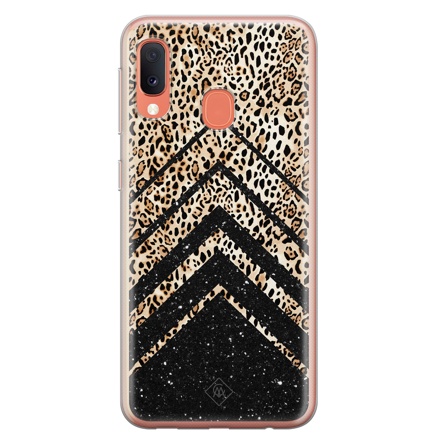 Samsung Galaxy A20e siliconen hoesje Chevron luipaard