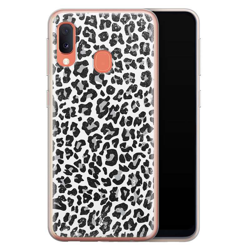 Casimoda Samsung Galaxy A20e siliconen telefoonhoesje - Luipaard grijs