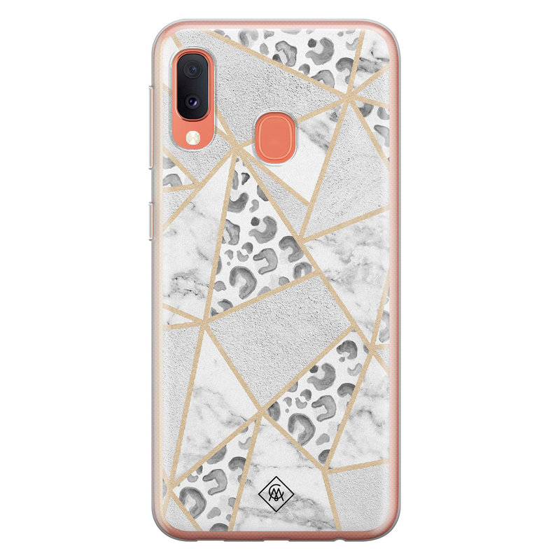 Casimoda Samsung Galaxy A20e siliconen telefoonhoesje - Stone & leopard print