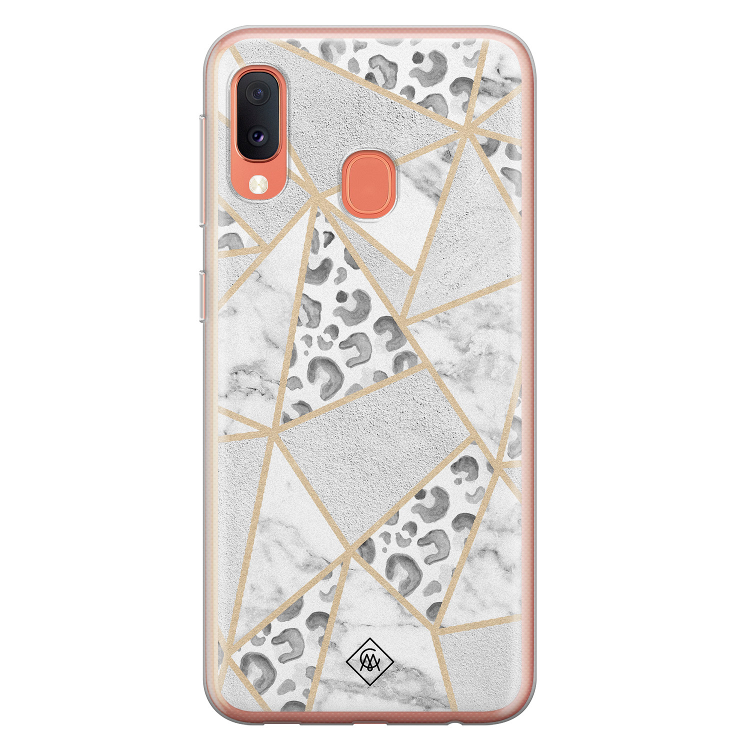 Samsung Galaxy A20e siliconen telefoonhoesje Stone leopard print