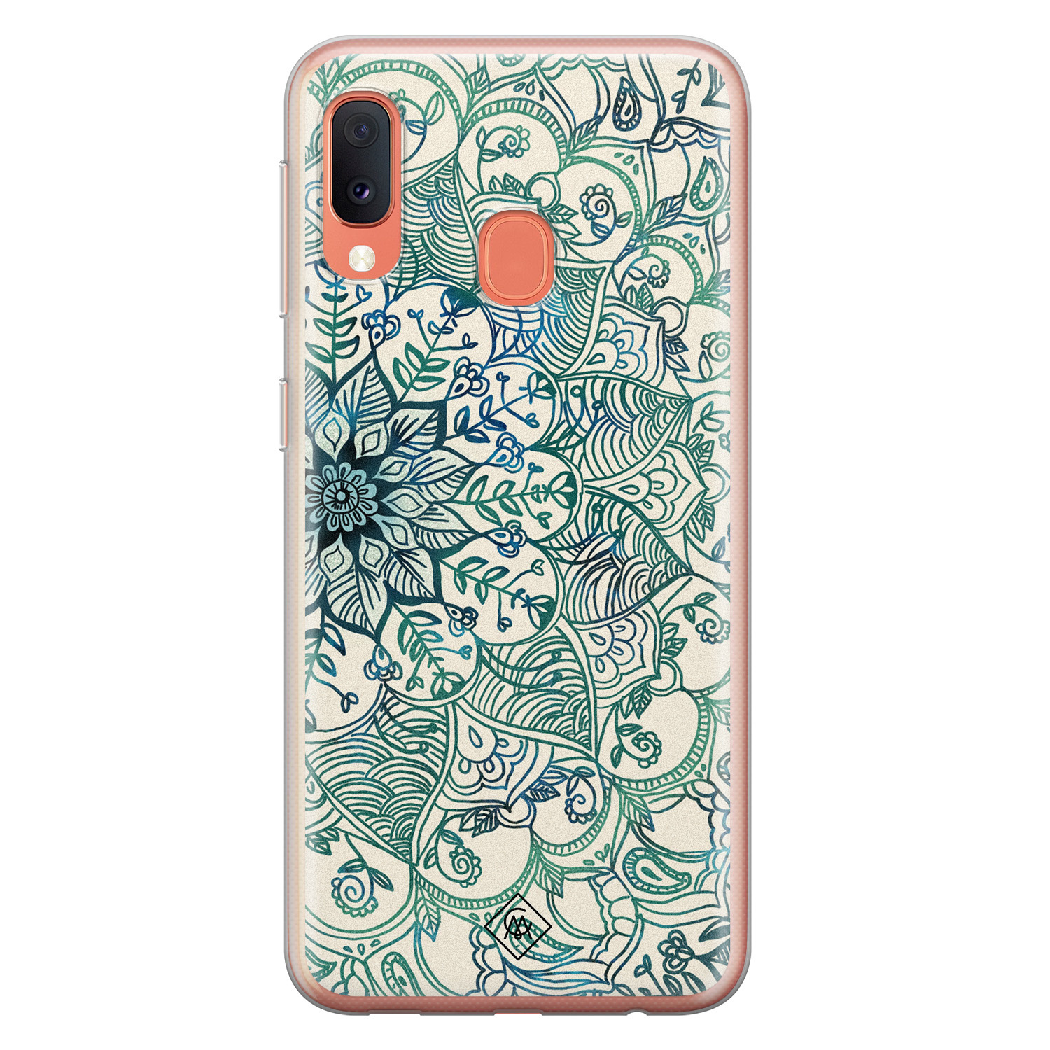 Samsung Galaxy A20e siliconen hoesje Mandala blauw