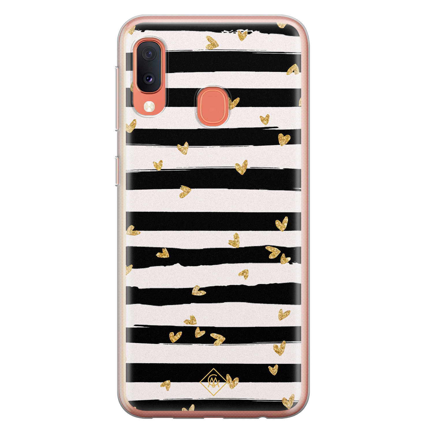 Samsung Galaxy A20e siliconen telefoonhoesje Hart streepjes