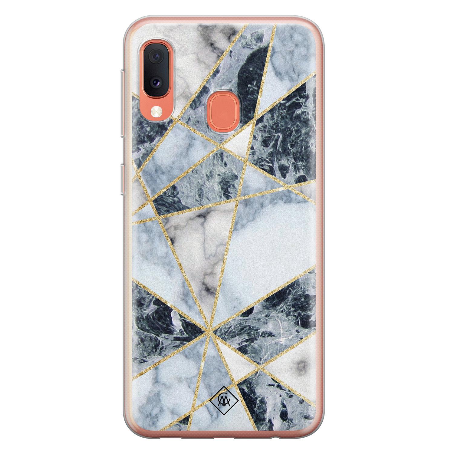 Samsung Galaxy A20e siliconen hoesje Marmer blauw