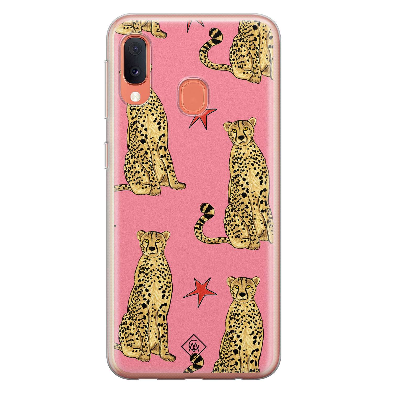 Samsung Galaxy A20e siliconen hoesje The pink leopard