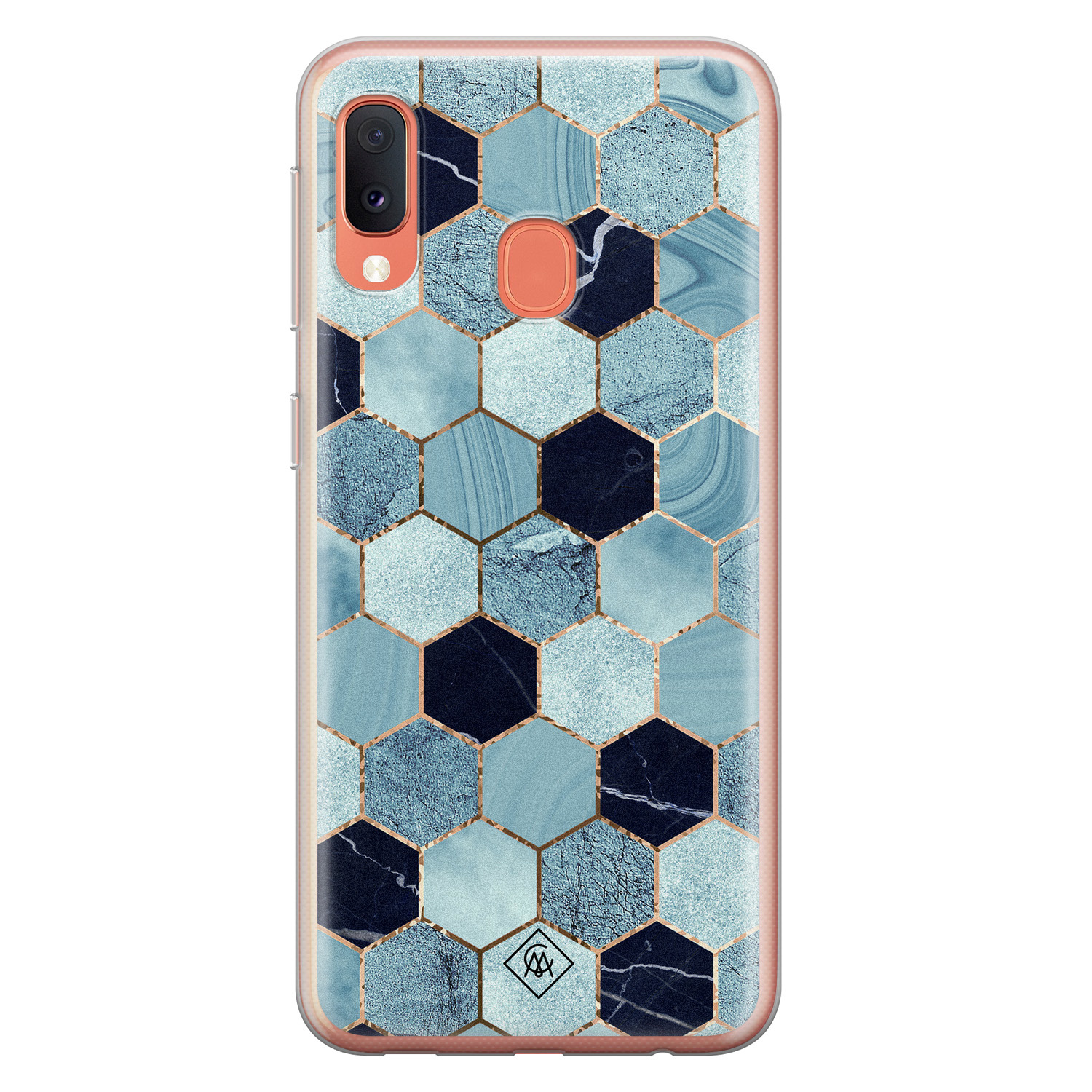 Samsung Galaxy A20e siliconen hoesje Blue cubes