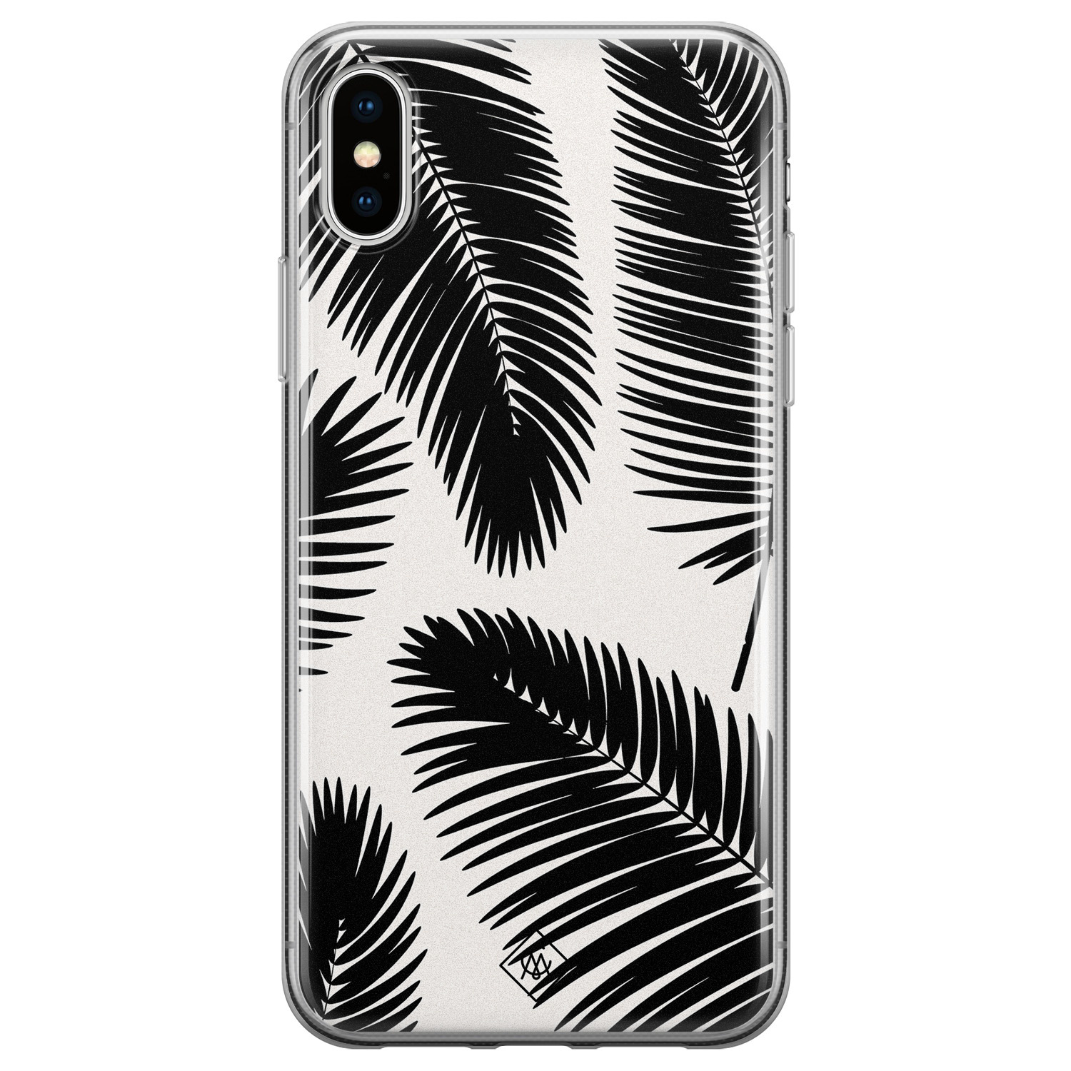 iPhone X/XS siliconen telefoonhoesje - Palm leaves silhouette