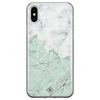 Casimoda iPhone X/XS siliconen telefoonhoesje - Marmer mint mix