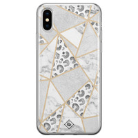 Casimoda iPhone X/XS siliconen telefoonhoesje - Stone & leopard print