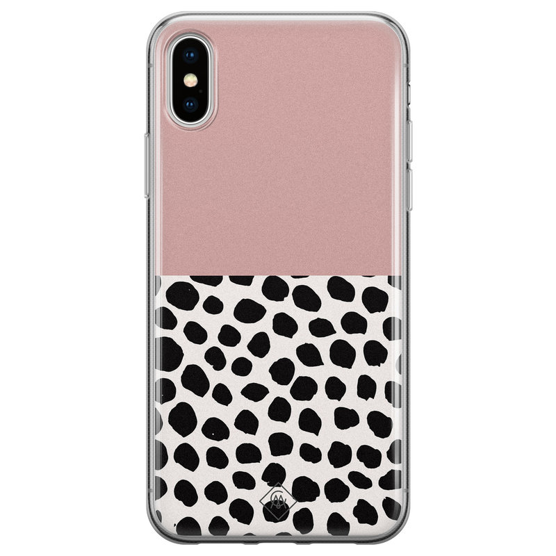 Casimoda iPhone X/XS siliconen hoesje - Pink dots