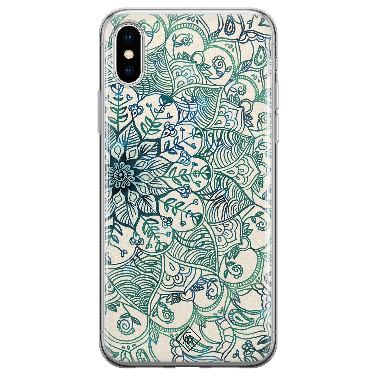 iPhone X XS siliconen hoesje Mandala blauw