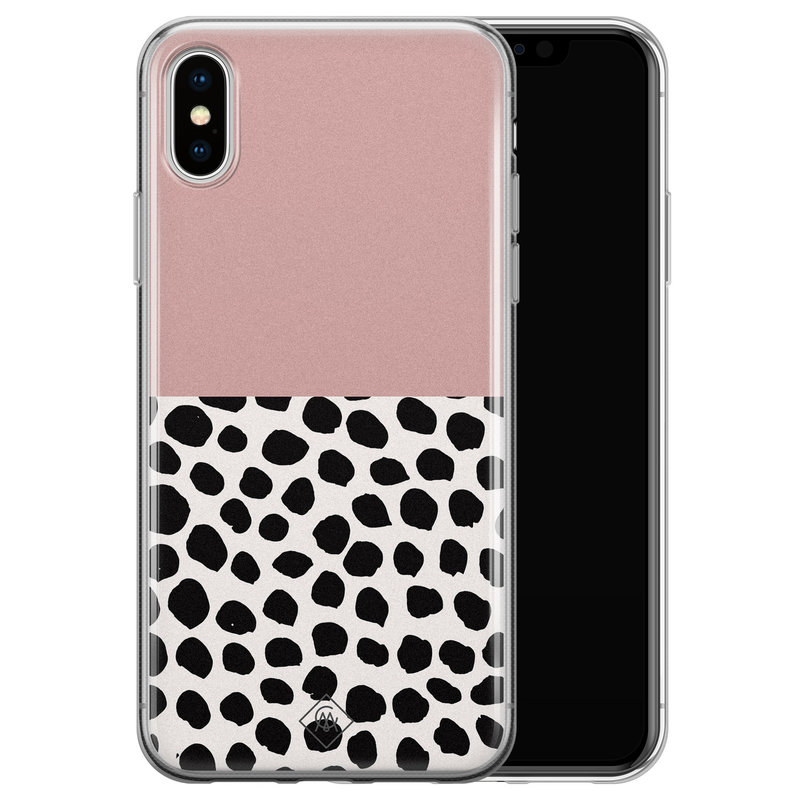 Casimoda iPhone X/XS siliconen hoesje - Pink dots