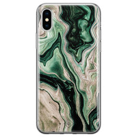 Casimoda iPhone X/XS siliconen hoesje - Green waves