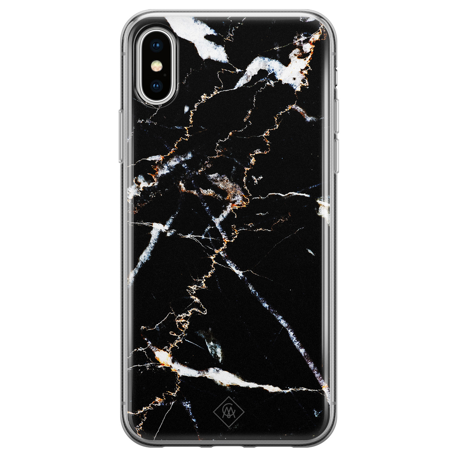 iPhone X/XS siliconen hoesje - Marmer zwart