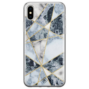 Casimoda iPhone X/XS siliconen hoesje - Marmer blauw