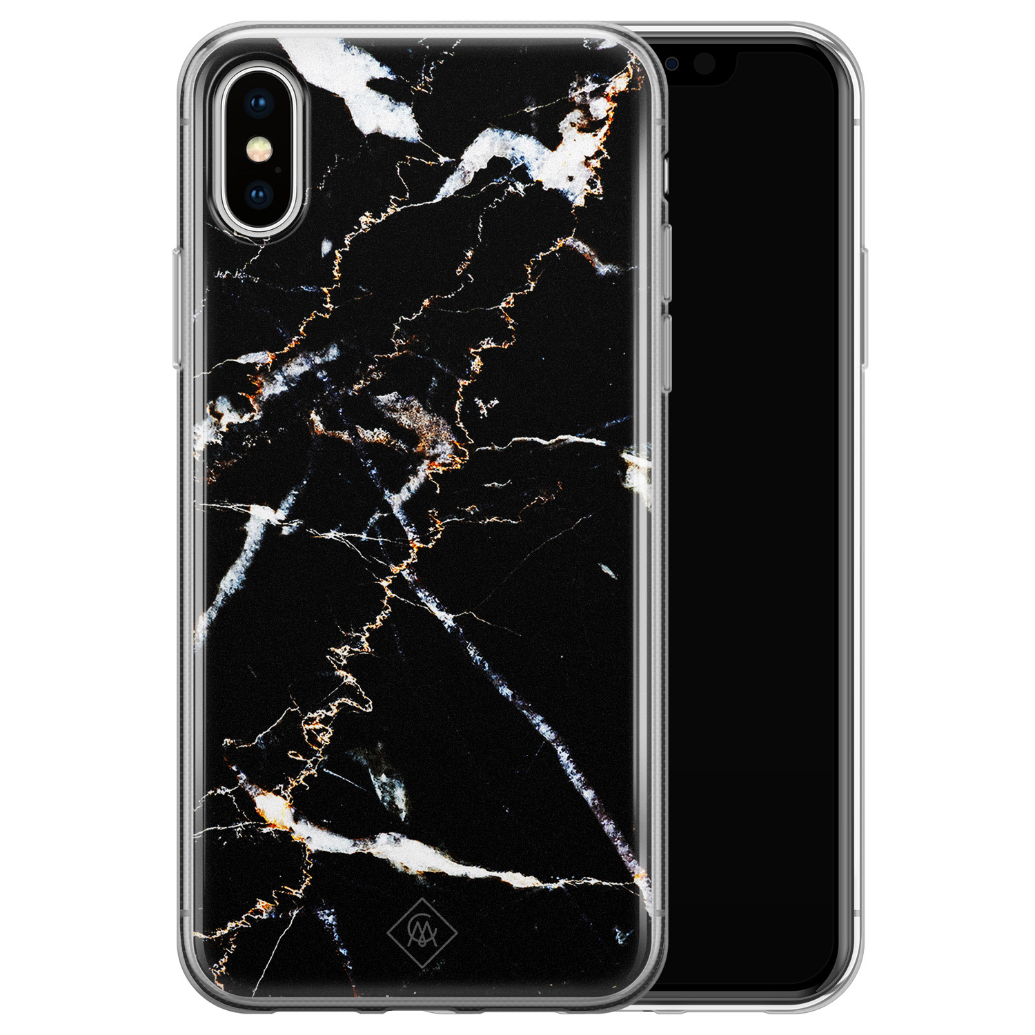 monteren top Baffle iPhone X/XS siliconen hoesje - Marmer zwart - Casimoda.nl