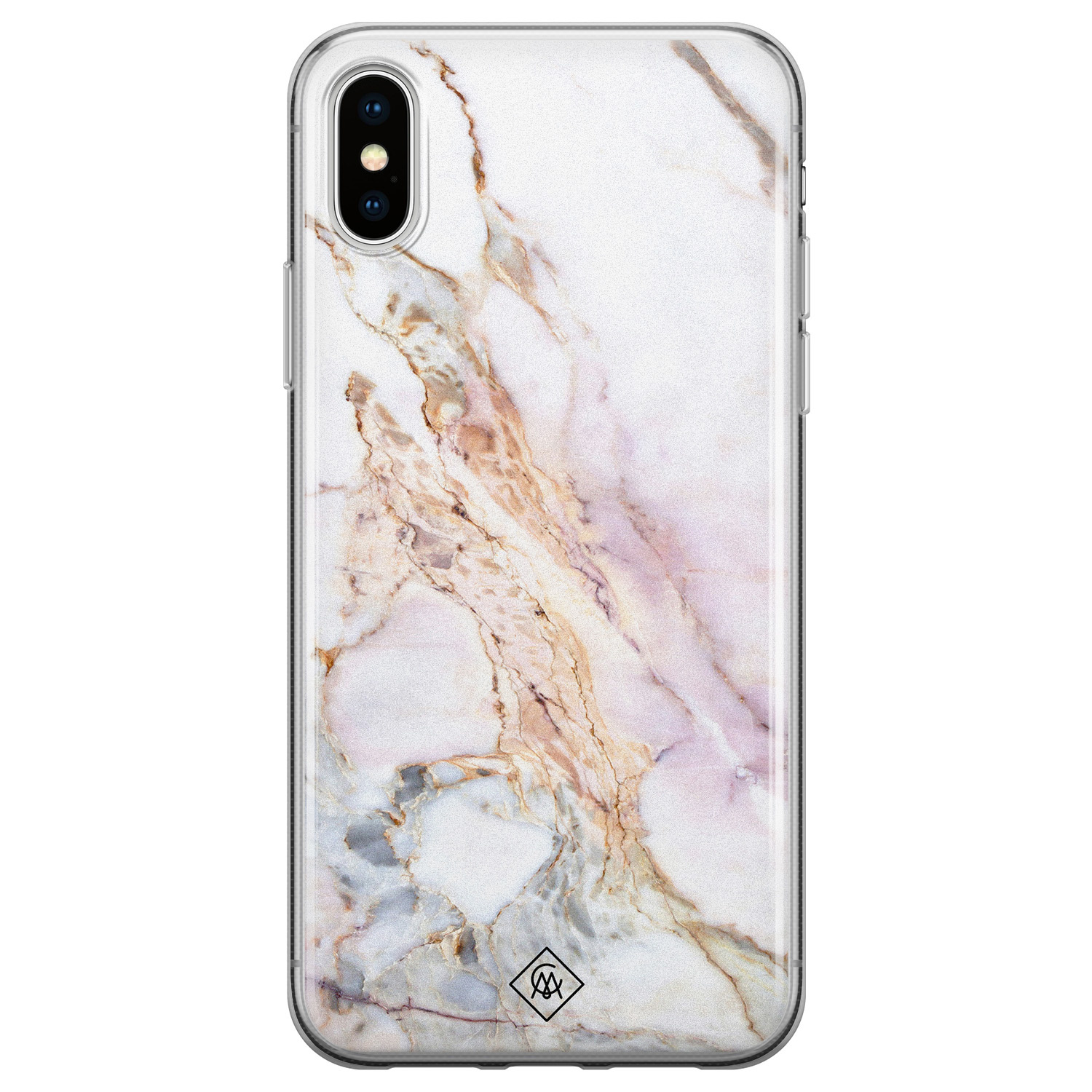 iPhone X XS siliconen telefoonhoesje Parelmoer marmer